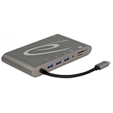 DeLOCK 87297 hub de interfaz USB 3.2 Gen 2 (3.1 Gen 2) Type-C Gris, Estación de acoplamiento gris, USB 3.2 Gen 2 (3.1 Gen 2) Type-C, RJ-45, USB 3.2 Gen 2 (3.1 Gen 2) Type-A, USB 3.2 Gen 2 (3.1 Gen 2) Type-C, VGA, mini DisplayPort, MicroSD (TransFlash), SD, 3840 x 2160 Pixeles, Gris, Metal