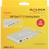 DeLOCK 87298 hub de interfaz USB 3.2 Gen 1 (3.1 Gen 1) Type-C 1000 Mbit/s Plata, Estación de acoplamiento plateado, USB 3.2 Gen 1 (3.1 Gen 1) Type-C, 3,5mm, HDMI, Mini DisplayPort, RJ-45, USB 3.2 Gen 1 (3.1 Gen 1) Type-A, VGA, MMC, MicroSD (TransFlash), SD, SDHC, SDXC, 1000 Mbit/s, 2560 x 1440 Pixeles, Plata