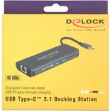 DeLOCK 87721 hub de interfaz USB 3.2 Gen 1 (3.1 Gen 1) Type-A Negro, Estación de acoplamiento antracita, USB 3.2 Gen 1 (3.1 Gen 1) Type-A, HDMI, USB 3.2 Gen 1 (3.1 Gen 1) Type-A, USB 3.2 Gen 1 (3.1 Gen 1) Type-C, MMC, SD, SDHC, SDXC, Negro, 0,15 m, USB