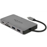 DeLOCK 87735 , Estación de acoplamiento plateado, base para portátil y replicador de puertos Alámbrico USB 3.2 Gen 1 (3.1 Gen 1) Type-C Gris