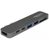 DeLOCK 87740 base para portátil y replicador de puertos Alámbrico Thunderbolt 3 Gris, Estación de acoplamiento gris, Alámbrico, Thunderbolt 3, Gris, SD, 5120 x 2880 Pixeles, Metal