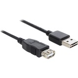 DeLOCK EASY-USB 2.0-A - USB 2.0-A, 1m cable USB USB A Negro, Cable alargador negro, 1m, 1 m, USB A, USB A, USB 2.0, Macho/Hembra, Negro