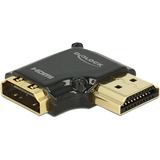 DeLOCK HDMI-A/HDMI-A, F/M, 90° Negro, Adaptador negro, F/M, 90°, HDMI, HDMI, Hembra, Macho, Oro, 3840 x 2160 Pixeles