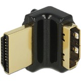 DeLOCK HDMI-A/HDMI-A, F/M, 90° Negro, Adaptador negro, F/M, 90°, HDMI, HDMI, Hembra, Macho, Oro, 3840 x 2160 Pixeles