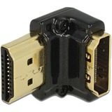 DeLOCK HDMI-A/HDMI-A male, F/M, 90° Negro, Adaptador negro, F/M, 90°, HDMI, HDMI, Hembra, Macho, Oro, 3840 x 2160 Pixeles