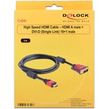 DeLOCK HDMI - DVI Cable 1.8m male / male 1,8 m DVI-D, Adaptador negro, 1,8 m, HDMI, DVI-D, 5,1 Gbit/s, Macho/Macho