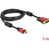 DeLOCK HDMI - DVI Cable 3.0m male / male 3 m DVI-D, Adaptador negro, 3 m, HDMI, DVI-D, 5,1 Gbit/s, Macho/Macho
