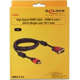 DeLOCK HDMI - DVI Cable 3.0m male / male 3 m DVI-D, Adaptador negro, 3 m, HDMI, DVI-D, 5,1 Gbit/s, Macho/Macho