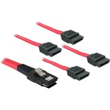 DeLOCK Sata 4x 1m cable SCSI Rojo, Adaptador rojo, Rojo, 1 m, Macho/Hembra