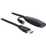 DeLOCK USB3.0-A - USB3.0-A, 10m cable USB USB 3.2 Gen 1 (3.1 Gen 1) USB A Negro, Cable alargador negro, 10m, 10 m, USB A, USB A, USB 3.2 Gen 1 (3.1 Gen 1), Macho/Hembra, Negro