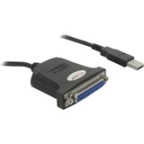 DeLOCK USB 1.1 parallel adapter cable paralelo 0,8 m negro, USB 1.1, DB25, 0,8 m