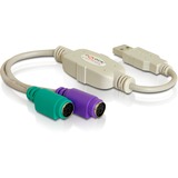 DeLOCK USB to PS/2 Adapter cable ps/2 2x 6-p Mini-DIN USB A, Adaptador 2x 6-p Mini-DIN, USB A
