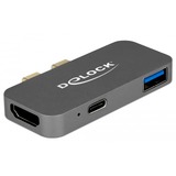 DeLOCK mini Dockingstation für macbook mit 5K Alámbrico Thunderbolt 3 Gris, Estación de acoplamiento gris, Alámbrico, Thunderbolt 3, Gris, 5120 x 2880 Pixeles, Metal, 65 mm