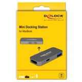 DeLOCK mini Dockingstation für macbook mit 5K Alámbrico Thunderbolt 3 Gris, Estación de acoplamiento gris, Alámbrico, Thunderbolt 3, Gris, 5120 x 2880 Pixeles, Metal, 65 mm