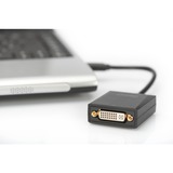 Digitus Adaptador USB 3.0 a DVI negro, 1920 x 1080 Pixeles, 1080p, Negro, Ampolla, 45 mm, 17 mm