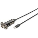 Digitus Adaptador USB tipo C™ serial, Cable negro, Negro, 1 m, DB-9, Macho, Macho, China