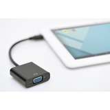 Digitus Convertidor micro HDMI a VGA, Adaptador negro, HDMI tipo D (Micro), VGA (D-Sub), 1920 x 1080 Pixeles, 1080p, Negro, China