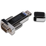 Digitus USB to serial adapter, Adaptador negro, USB 1.1, D-SUB, Negro