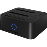 ICY BOX IB-123CL-U3 base de conexión para disco duro Negro, Estación de acoplamiento negro, Unidad de disco duro, SSD, SATA, Serial ATA II, Serial ATA III, 2.5,3.5", 5 Gbit/s, Negro, Aluminio