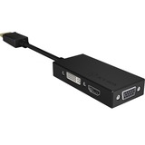 ICY BOX IB-AC1031 DisplayPort DVI-D + VGA (D-Sub) + HDMI Negro, Adaptador negro, DisplayPort, DVI-D + VGA (D-Sub) + HDMI, Macho, Hembra, Derecho, 3840 x 2160 Pixeles