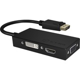 ICY BOX IB-AC1031 DisplayPort DVI-D + VGA (D-Sub) + HDMI Negro, Adaptador negro, DisplayPort, DVI-D + VGA (D-Sub) + HDMI, Macho, Hembra, Derecho, 3840 x 2160 Pixeles