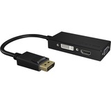 ICY BOX IB-AC1031 DisplayPort DVI-D + VGA (D-Sub) + HDMI Negro, Adaptador negro, DisplayPort, DVI-D + VGA (D-Sub) + HDMI, Macho, Hembra, Derecho, 3840 x 2160 Pixeles