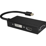 ICY BOX IB-AC1032 Mini DisplayPort DVI-D + VGA (D-Sub) + HDMI Negro, Adaptador negro, Mini DisplayPort, DVI-D + VGA (D-Sub) + HDMI, Macho, Hembra, 3840 x 2160 Pixeles, 1920 x 1080 (HD 1080), 2048 x 1152, 3840 x 2160