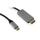 ICY BOX IB-CB020-C 1,8 m HDMI USB Tipo C Plata, Cable negro, 1,8 m, HDMI, USB Tipo C, Macho, Macho, Derecho