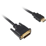 Sharkoon 1m, HDMI/DVI-D Negro, Cable negro, HDMI/DVI-D, 1 m, HDMI, DVI-D, Macho, Macho, 1920 x 1080 Pixeles