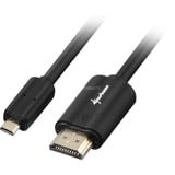 Sharkoon 1m, HDMI/Micro HDMI cable HDMI HDMI tipo A (Estándar) HDMI tipo D (Micro) Negro negro, HDMI/Micro HDMI, 1 m, HDMI tipo A (Estándar), HDMI tipo D (Micro), 4096 x 2160 Pixeles, 3D, Negro