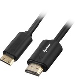 Sharkoon 1m, HDMI/Mini HDMI cable HDMI HDMI tipo A (Estándar) HDMI Type C (Mini) Negro, Adaptador negro, HDMI/Mini HDMI, 1 m, HDMI tipo A (Estándar), HDMI Type C (Mini), 4096 x 2160 Pixeles, 3D, Negro