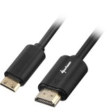 Sharkoon 2m, HDMI/Mini HDMI cable HDMI HDMI tipo A (Estándar) HDMI Type C (Mini) Negro, Adaptador negro, HDMI/Mini HDMI, 2 m, HDMI tipo A (Estándar), HDMI Type C (Mini), 4096 x 2160 Pixeles, 3D, Negro