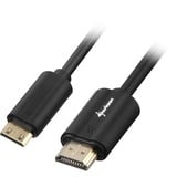 Sharkoon 3m, HDMI/Mini HDMI cable HDMI HDMI tipo A (Estándar) HDMI Type C (Mini) Negro, Adaptador negro, HDMI/Mini HDMI, 3 m, HDMI tipo A (Estándar), HDMI Type C (Mini), 4096 x 2160 Pixeles, 3D, Negro