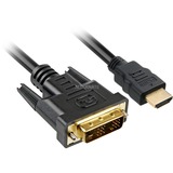 Sharkoon 4044951009060 adaptador de cable de vídeo 3 m HDMI DVI-D Negro negro, 3 m, HDMI, DVI-D, Oro, Negro, Macho/Macho