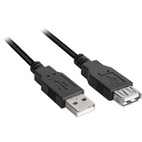 Sharkoon 4044951015399 cable USB 0,5 m USB 2.0 USB A Negro, Cable alargador negro, 0,5 m, USB A, USB A, USB 2.0, Macho/Hembra, Negro