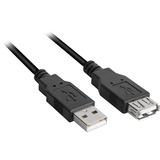 Sharkoon 4044951015405 cable USB 1 m USB 2.0 USB A Negro, Cable alargador negro, 1 m, USB A, USB A, USB 2.0, Macho/Hembra, Negro
