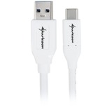 Sharkoon Cable USB 3.2 Gen 2, conector USB-A > conector USB-C blanco