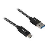 Sharkoon Cable USB 3.2 Gen 2, conector USB-A > conector USB-C negro/Gris