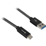 Sharkoon Cable USB 3.2 Gen 2, conector USB-A > conector USB-C negro/Gris