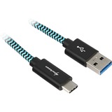 Sharkoon Cable USB 3.2 Gen 2, conector USB-A > conector USB-C negro/Celeste