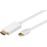 goobay 2m Mini DisplayPort - HDMI Cable Blanco, Adaptador blanco, 2 m, Mini DisplayPort, HDMI, Oro, Blanco, Macho/Macho
