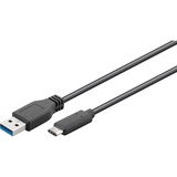 goobay 67890 cable USB 1 m USB A USB C Negro negro, 1 m, USB A, USB C, 5000 Mbit/s, Negro