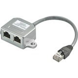 goobay CAT T-Adapter 2x ISDN cable de red Plata 0,15 m, Adaptador gris, 0,15 m, RJ-45, 2 x RJ-45