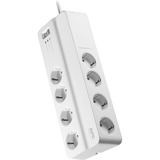 APC SurgeArrest Essential Blanco 8 salidas AC 230 V 2 m, Regleta blanco, 2690 J, 8 salidas AC, Tipo F, 230 V, 50 Hz, 2300 W
