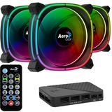 Aerocool ASTRO12PRO Kit 3 Ventiladores PC 12cm LED RGB Antivibración Control Remoto negro, Ventilador, 12 cm, 1000 RPM, 17,5 dB, 42,1 cfm, Negro