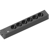 Bachmann 420.0018 Interior 6AC outlet(s) 2m Negro base múltiple, Regleta negro, Negro, 53 mm, 353 mm, 52 mm, 2 m