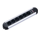 Bachmann PRIMO 6AC outlet(s) 1.75m Negro, Plata base múltiple, Regleta negro/Aluminio, 71 mm, 431 mm, 46 mm, 1,75 m, Negro, Plata, 16 A