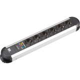 Bachmann PRIMO Interior 6AC outlet(s) Aluminio, Negro base múltiple, Regleta negro/Plateado, Interior, 6 salidas AC, Tipo F, Sobrevoltaje, Aluminio, Negro, 474 mm