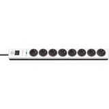 Brennenstuhl 1150610308 limitador de tensión Negro, Blanco 8 salidas AC 2 m, Regleta blanco/Negro, 8 salidas AC, 16 A, Negro, Blanco, 2 m, 570 mm