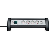 Brennenstuhl 1156250534 base múltiple 1,8 m 4 salidas AC Negro, Blanco, Regleta negro/Gris claro, 1,8 m, 4 salidas AC, Tipo F, IP20, Negro, Blanco, 3,1 A